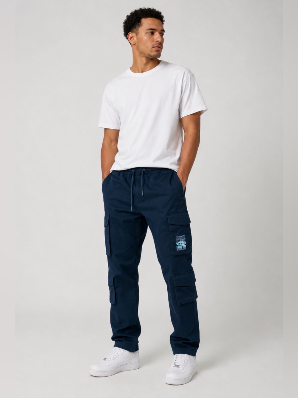 Ecko Unlimited Black Cargo Jogger Pants M EUC Streetwear Utility Casual